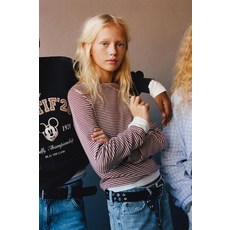 [국내배송] 자라 ZARA 모달 스트라이프 티셔츠 - 화이트 레드 937902