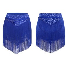 여성 라틴 댄스 드리 워진 스커트 탱고 룸바 삼바 공연 의상 Chacha Dancewear 탄성 허리 밴드 계층화 된 Tassels 스커트