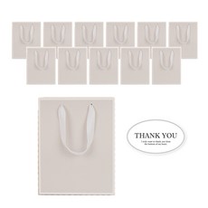 빛공 고급 선물 무지 미니 답례품 쇼핑백 종이가방 종이백 (스티커 포함), 12개, 그레이