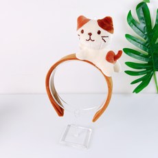 동물 인형 머리띠 생일 파티 놀이공원, 냥패밀리 머리띠-크림브라운, 1개