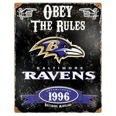 Party Animal NFL Football 엠보싱 메탈 빈티지 벽 데코 침실 사무실 또는 팬 동굴을 위한 튼튼한 금속 벽 아트 36.8 x 29.2cm(14.5 x 1, Baltimore Ravens, Baltimore Ravens