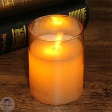 유리병 LED 캔들 10cm 브라운 침실무드등 전자초 전자양초
