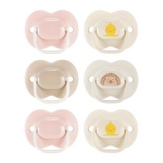 Tommee Tippee Anytime 매트 젖꼭지 6-18개월 대칭 배글렛 BPA 프리 빙키 블루 그린 브라운 6개 팩, 0-6 Month, 핑크/베이지