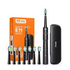 Bitvae Daily E11 充電即用 電動牙刷 (附贈8組刷頭)5種潔牙模式 長效續航, 黑色, 1個