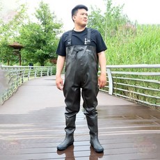 耐刮橡膠全身下水褲 釣魚褲 防水加厚連體雨褲 雨鞋男, 深咖色, 28 cm