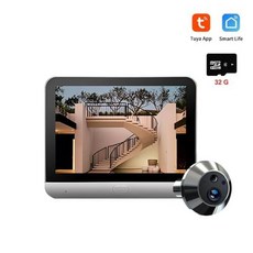 현관 비디오 인터폰 초인종 카메라 스마트 도어벨 2025 미니 틈 구멍 Tuya 130 광각 3MP 무선 핫 뷰어 도어, Tuya Camera 32G