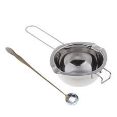 GHSHOP 롱 핸들 스테인레스 스틸 캔들 왁스 녹는 냄비 &amp; 교반 스푼 수제, 설명, 실버