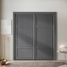 보루네오 웨인스코팅 까사 슬라이딩 작은방 붙박이장 10cm, 오크 진그레이 10cm