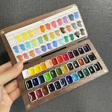 미니 파레트 수채화 휴대용 기본형 물감 스몰 나무 파렛, 단일 상자, A. 36색0.5ml나무상자(화이트카드증정)