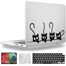 QCzyc 맥북 프로 14인치 케이스 2021-2026 M5 M4 M3 M2 M1 A3427 A3426 A3434 A3185 A3112 A3401 A2992 A2918 A277, 검은 고양이