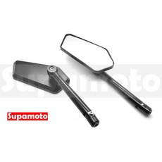 Supamoto M74 CNC 後照鏡, 1個, 全黑(白鏡片)