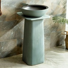 復古立柱式洗手盆 圓形洗手台 高溫陶瓷, 青春歲月方柱三件套