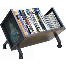 PUTNATRUE DVD 및 CD 보관 랙 블루레이 선반 최대 28개의 케이스 가능 비디오 게임 VHS 탭 스토리지 레트로 스타일 데스크톱 정리함에도 사용, 1 DVD Rack