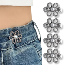 올리OLI 바지 허리 핏 조절 셀프 수선 클립, 4개, 실버