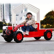 전동 경운기 장난감 중장비 푸쉬카 전동카 어린이 전동차 트랙터, 듀얼 드라이브 전기 드라이브, 빨간색 새 모델/듀얼 배터리/조기 교육