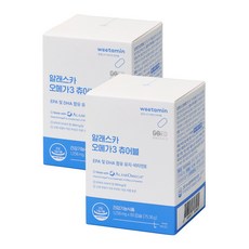 위타민 알래스카오메가3 츄어블 비린맛없는 레몬맛 키즈오메가, 2박스, 60정