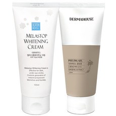 더마하우스 멜라스톱 화이트닝 대용량 크림120ml+보습 필링젤 120ml/ 미백 잡티관리/ 피부결 정돈, 1세트