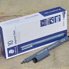 스테들러 0.7mm Fineliner pigment liner 블랙 1다스 드로잉펜 용품 꾸미기 만화펜 dew+9937qY