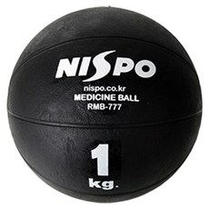 니스포 고무 메디신볼 블랙 1kg 체대입시 프리웨이트 메디슨볼 입시체육 체력검정 RMB-777, 상세 설명 참조, 1개
