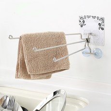 免鑽孔＊無痕貼掛不鏽鋼旋轉抹布桿 台灣製造 好收好放旋轉式不佔空間 304不銹鋼置物架收納架 抹布架 抹布掛架, 1個