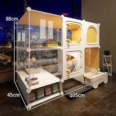 초대형 실내 고양이집 화장실 일체형 고양이 하우스, 1개, 2단 105x45x88 모래 저장