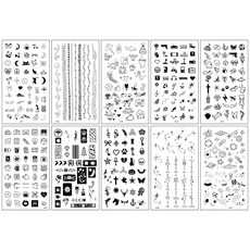 BEAGLE 紋身貼紙 10張小清新可愛少女黑白圖騰手指貼紙, 1個, A-10張