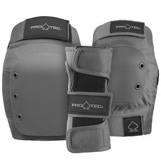 Pro-Tec Street 3팩 패드 세트 - 스케이트보드 롤러 스케이트 스쿠터 자전거용 보호 장비_171350, Grey