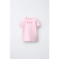 국내배송 자라 ZARA 컷아웃 하트 리브드 티셔츠 - 파스텔 로즈 938467