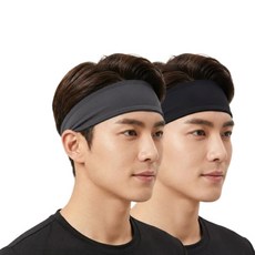 심플해븐 스포츠 러닝헤어밴드 땀흡수 헬스 남녀공용, 블랙+진회색, 1개