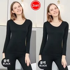 지니 여성 고탄력 기능성 발열내의 세트 노라인 편안 초슬핌핏 경량 상하의 내복 2종세트40kg-70kg