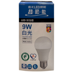 EVERLIGHT 億光 9W LED球泡燈 E27, 白光, 1個
