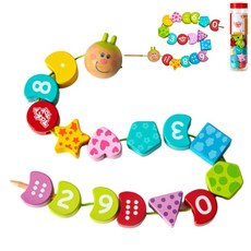 애벌레 실꿰기 숫자놀이 수세기 장난감 교구 소근육발달 학습완구 원목