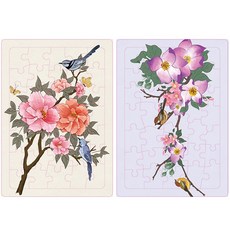 치매예방 퍼즐 민화 효도 선물 인지 두뇌 건강 꽃 2종세트 35조각, 35피스, 2개