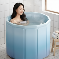 룸앤업 무설치 반신욕 접이식 폴딩 욕조, 1개, 블루
