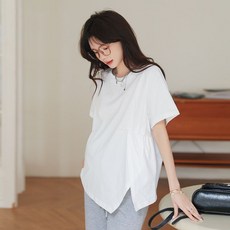 임산부 여름 반팔티 캐주얼 여름 임산부 반팔 상의 편안한 일상복 JS