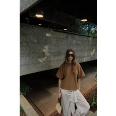 [국내발송] ZARA 여성 반소매 스웨트셔츠 - 브라운 4174/188/700 494786