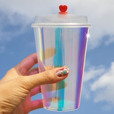 홀로그램 파티컵 집들이 시음회 호텔 연회용 일회용 테이크아웃, 8개, 1세트, 500ml