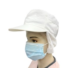 萊亞生活館 工作帽 輕薄透氣頭頂3層網紗 後面鬆緊帶 廚師考照帽 台灣製造, 1個, 一般L(有後髮網), 白色