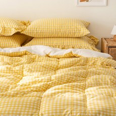 格紋超細纖維冬被, Banana Yellow