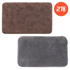 루보르 1+1 빨아쓰는 미끄럼방지 푹신한 욕실 발매트, 그레이+브라운, 도톰 버전 (3cm)