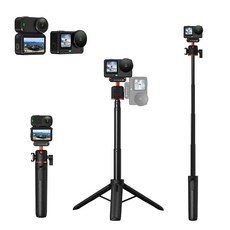 Flymile 53.3cm(21인치) 액션 6 카메라 삼각대 마그네틱 퀵 릴리즈 어댑터 셀카봉 확장 폴 핸들 그립 360° 볼 헤드 및 콜드 슈 마운트 DJI Osmo
