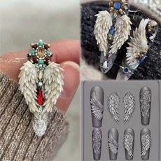 네일 템플릿 1Pc 바다 페르시 체인 뱀 로즈 해골 빈티지 3D 아크릴 금형 아트 장식 DIY 실리콘 ", 옵션06) MJ-032, 1개