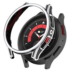 Galaxy Watch 4 5 Pro PC保護殼 44mm, 黑啞銀,Watch 5 Pro 45mm, 1個