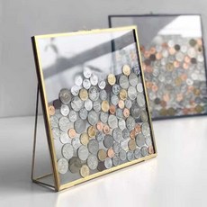 코인 주화 동전수집 육각형 기념주화 투명 보관 진열, 4. 24x24 사각 골드스탠드