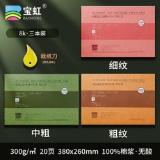 수채화 용지 수채화지 바오홍 종이 아티스트 중목 아르쉬 전지 드로잉 켄트지 롤 수채화용지, E. 특두께 타입300g 8절