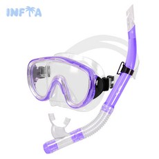 인피아 멀티 피스 스노쿨링 마스크 프리다이빙 스노쿨링 세트, 아쿠아퍼플