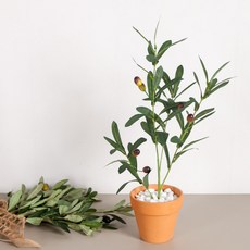 올리브 조화 화분 Aset 48cm (DIY) 인테리어 식물 테이블 장식 소품 꾸미기, 올리브화분어렌지, 1개