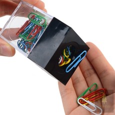 행운군 투명 클립통 클립보관함