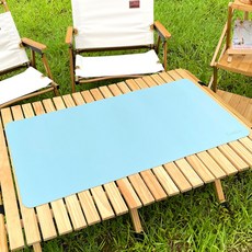 레더스 캠핑 테이블매트 가죽 방수 롤테이블보, 스카이블루