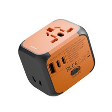 【台灣出貨】全球通用出國旅遊轉換插頭多功能韓國日本英標新加坡國際旅行插座, 1個, 2type-c+usb橙色